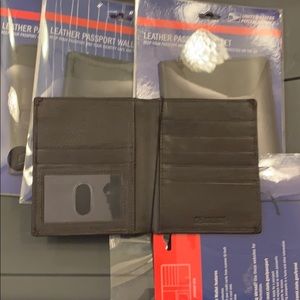 Leather Passport Wallet RFID protect Black